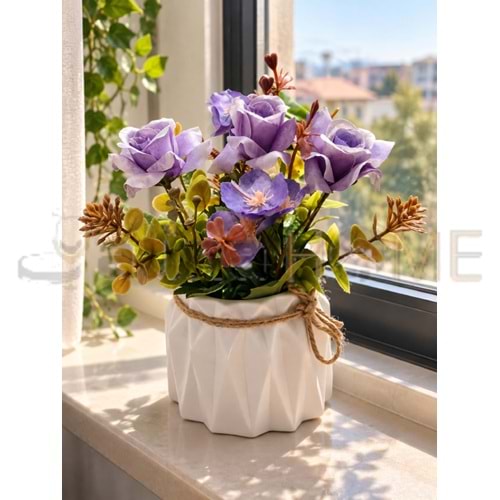 KRD ÇİÇEK YAPAY SAKSILI GÜL ÇİÇEĞİ 15 CM 1*24