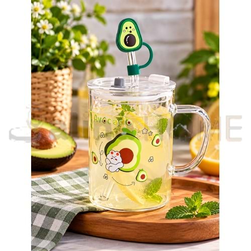 BY COMO KUPA CAM PİPETLİ AVOKADO FİGÜRLÜ 450 ML 1*48