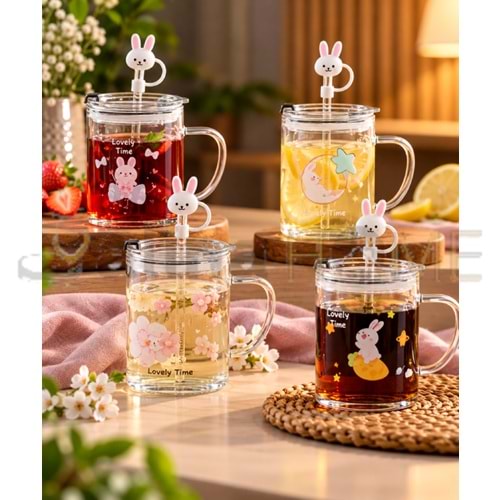 BY COMO KUPA CAM PİPETLİ TAVŞAN FİGÜRLÜ 450 ML 1*48