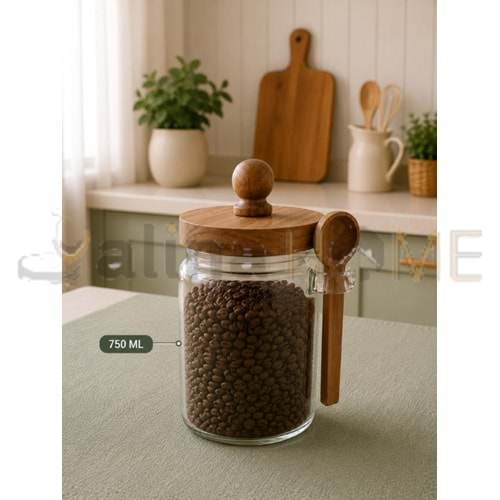 LUCA MİA CAM KAVANOZ GLASSYA KAŞIKLI AKASYA KAPAK 750 ML 1*24