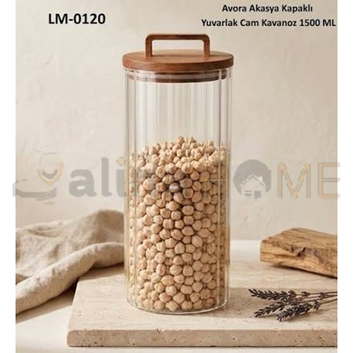 LUCA MİA CAM KAVANOZ AVORA AKASYA KAPAKLI 1500 ML 1*12