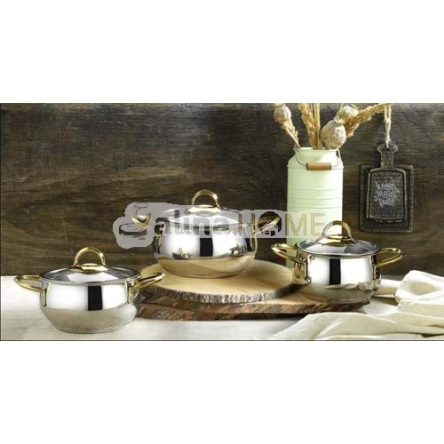 LİNES 6 PARÇA TENCERE SETİ ALTIN KULP 26-28-30 CM 1*2