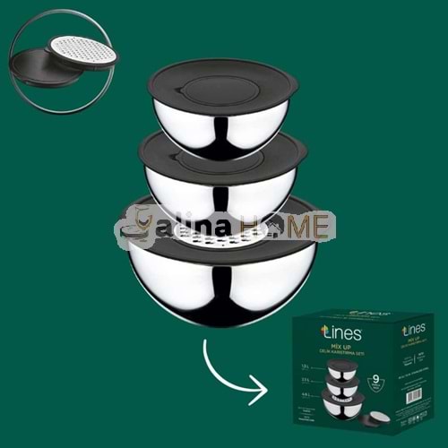 LİNES MİX UP 9 PARÇA ÇELİK KARIŞTIRMA SETİ 1.3-2.5-4.6 L 1*6