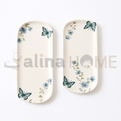 ALİNA HOME DALGALI KÜÇÜK OVAL KELEBEK KAYIK MAVİ 22 CM 1*12