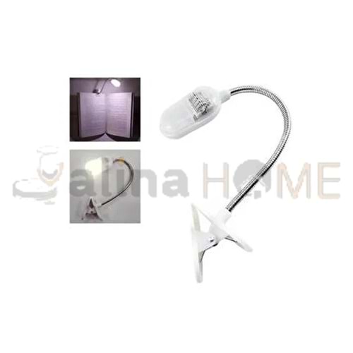 ZMAX LAMBA LEDLİ CLİPSLİ KİTAP OKUMA LAMBASI PİLLİ 1*12
