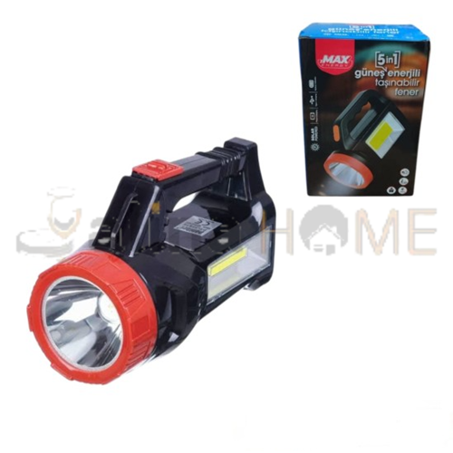 ZMAX LAMBA LEDLİ EL FENERİ GÜNEŞ ENERJİLİ VE ŞARJLI 1*36