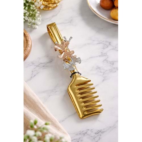 BZD IVORY SUNUM MAŞASI GOLD KELEBEK FİGÜRLÜ 1*60