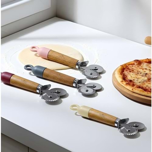 BZD IVORY AKASYA SAPLI PİZZA RULETİ ÇİFT BIÇAK 1*24