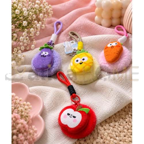 MNG AYNA PELUŞ YUVARLAK SEBZE&MEYVE ANAHTARLIK VE CEP AYNASI 1*12