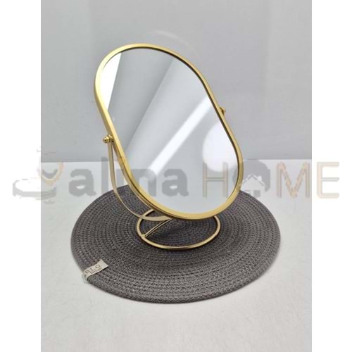 MLN AYNA KÜÇÜK BOY AYAKLI OVAL SİYAH VE GOLD 1*24