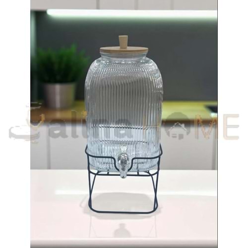 MLN BAMBU KAPAKLI CAM ÇİZGİLİ STANDLI DAMACANA 8 LT 1*3