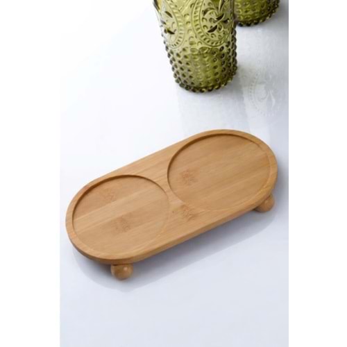 MLN BAMBU YAĞLIK ALTI OVAL BÖLMELİ TOP AYAKLI 24x12 CM 1*72