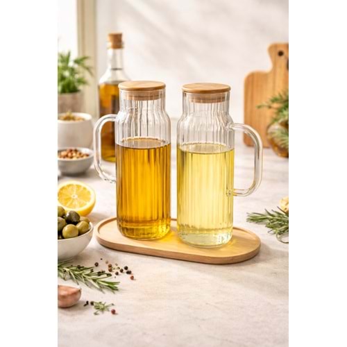 MLN CAM YAĞLIK 2 Lİ BAMBU KAPAKLI STANDLI 1*6