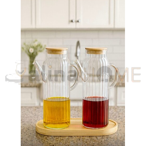 MLN CAM YAĞLIK 2 Lİ BAMBU KAPAKLI STANDLI 1*6