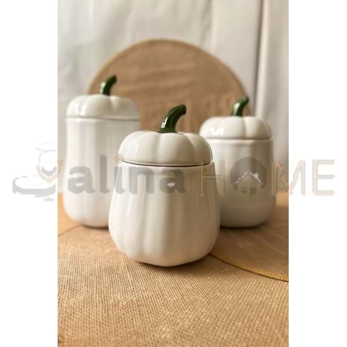 MLN SERAMİK 3 LÜ DEKORATİF KABAK BEYAZ 1*6