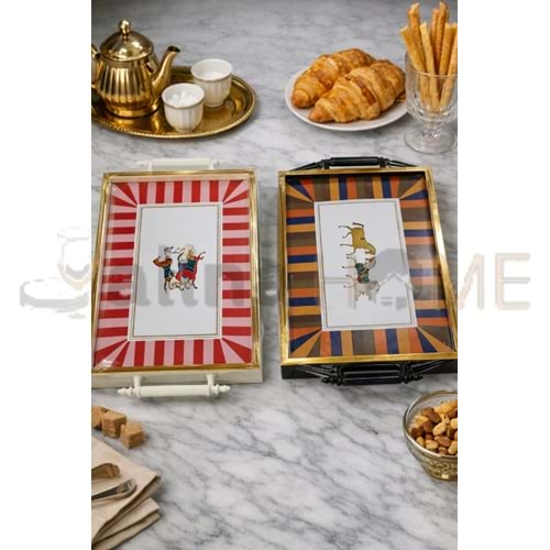 MLN TEPSİ AHŞAP MİNYATÜR ATLI TEPSİ 40x28 CM 1*14