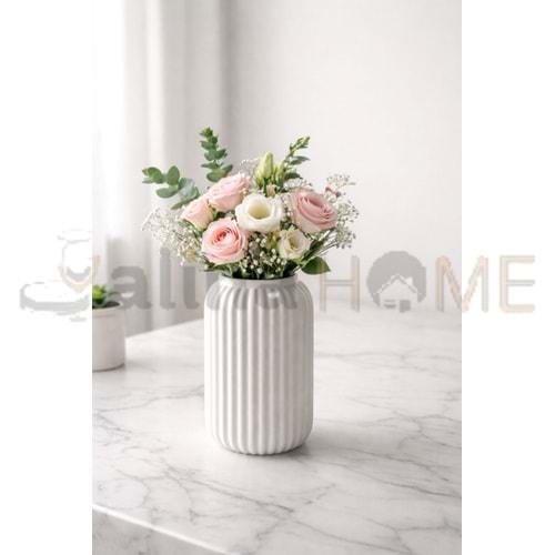 MLN SERAMİK PİNTEREST ÇİZGİLİ VAZO 20 CM 1*18