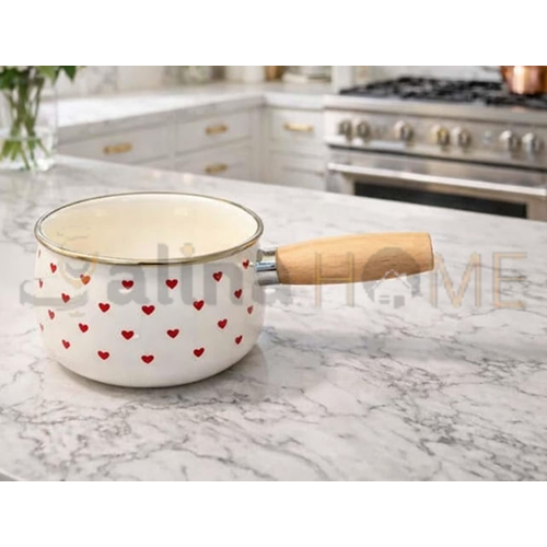 MLN EMAYE TAVA AHŞAP SAPLI KIRMIZI KALP DEKOR 14 CM 1*12