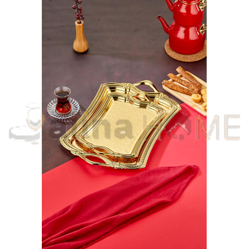 DALGIÇ 2 Lİ DİKDÖRTGEN TEPSİ SETİ GOLD 2013SET2 30x22-41x30 CM 1*12