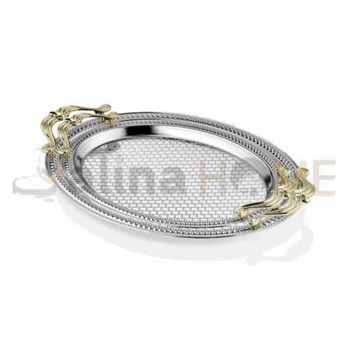 DALGIÇ 2 Lİ OVAL TEPSİ SETİ GÜMÜŞ 2013SET2 37x28-44x33 CM 1*10