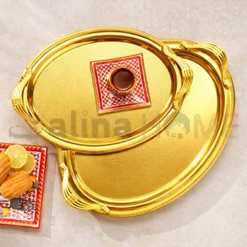 DALGIÇ 2 Lİ OVAL TEPSİ SETİ GOLD 2013SET2 37x28-44x33 CM 1*10