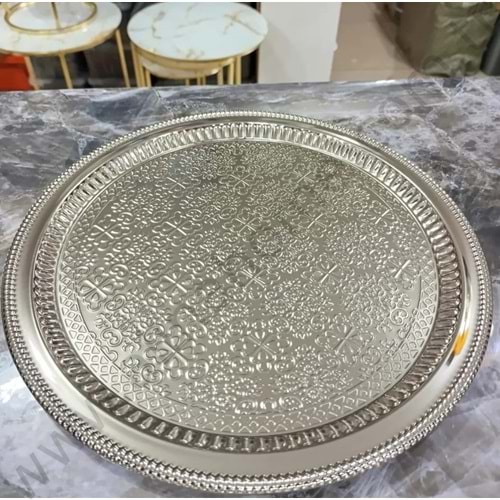 MTR TEPSİ YUVARLAK MODEL GÜMÜŞ 35 CM 1*25