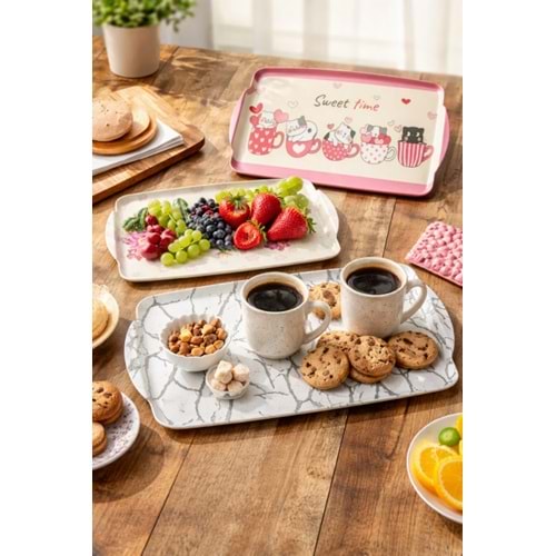 EGE MELAMİN BÜYÜK DİKDÖRTGEN KAYDIRMAZ TEPSİ 30x40 CM 1*14