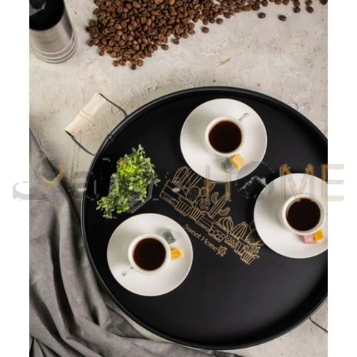 EGE TEPSİ METAL KAKTÜS BASKILI 37 CM AHŞAP SAPLI 1*12