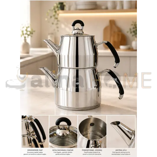 LAVONNİ ÇAYDANLIK ÇELİK METAL KULPLU ORTA BOY 1*8