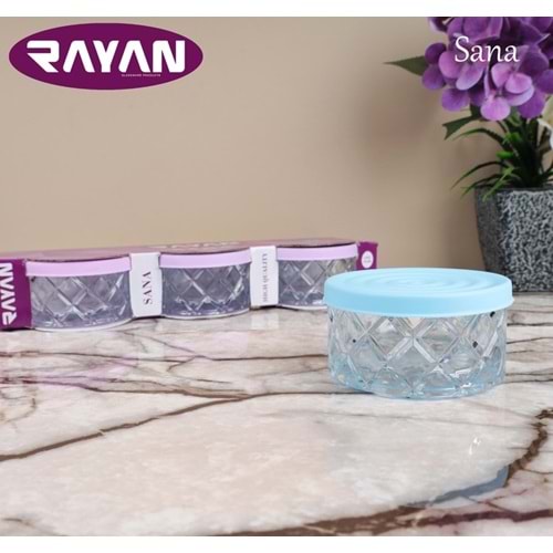 RAYAN CAM SAKLAMA KABI SANA 3 LÜ KAPAKLI KASE 1*16