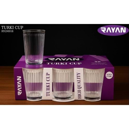 RAYAN CAM SU BARDAĞI TURKI 6 LI BARDAK 1*8