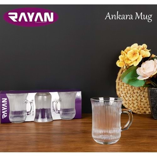 RAYAN CAM KULPLU BARDAK ANKARA 6 LI MUG 1*8