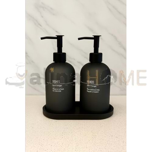 BZD IVORY CAM STANDLI 2 Lİ SIVI SABUNLUK SETİ 500 ML 1*24