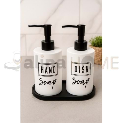 BZD IVORY CAM STANDLI 2 Lİ SIVI SABUNLUK SETİ 500 ML 1*24