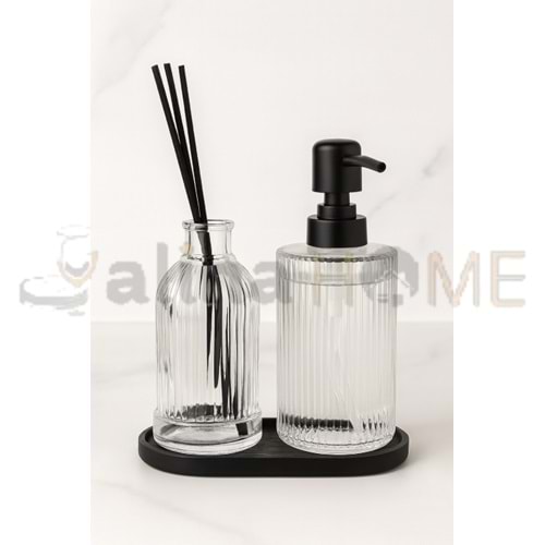BZD IVORY CAM STANDLI 2 Lİ SIVI SABUNLUK SETİ 500 ML 1*24