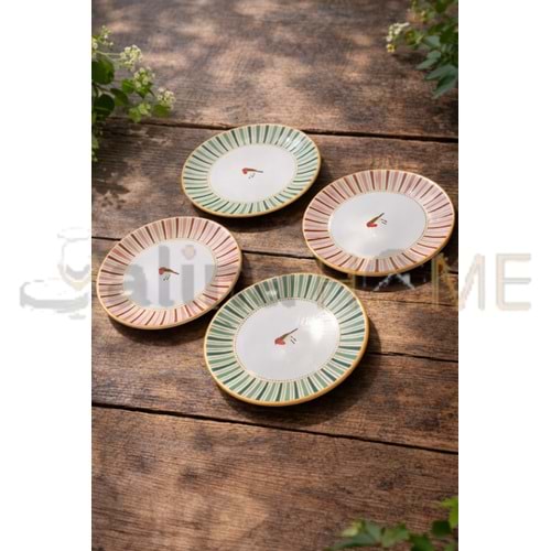 ALİNA HOME SEVDA KUŞU YUVARLAK TATLI TABAĞI 14,5x14,5 CM 1*20