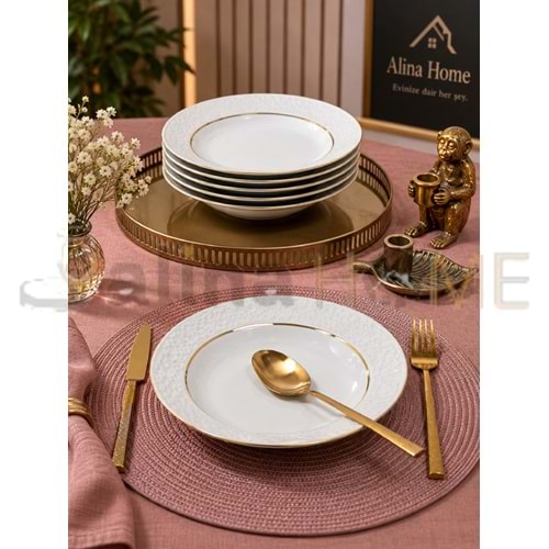 GÜRAL PORSELEN SEDEF 17 CM ÇUKUR TABAK MAT YALDIZ 1*12