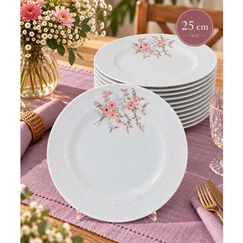 GÜRAL PORSELEN SEDEF 25 CM DÜZ TABAK 1*12