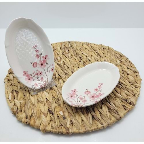 ALİNA HOME PEMBE SAKURA GELİNCİK KÜÇÜK OVAL KAYIK 18,5X11,5 CM 1*30