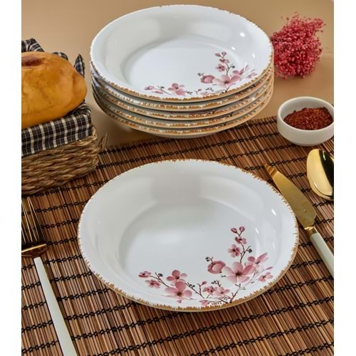 ALİNA HOME PEMBE SAKURA YEMEK TABAĞI 20 CM 1*12