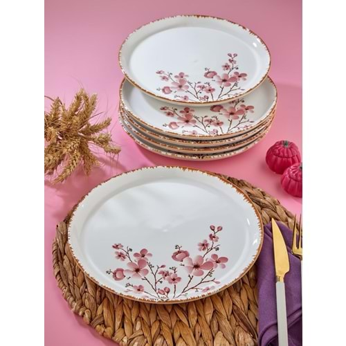 ALİNA HOME PEMBE SAKURA YUVARLAK SERVİS 26,5 CM 1*12