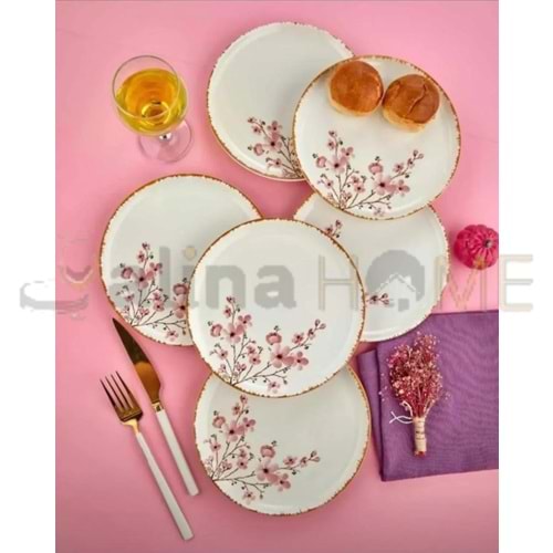 ALİNA HOME PEMBE SAKURA YUVARLAK TATLI TABAĞI 14,5x14,5 CM 1*20