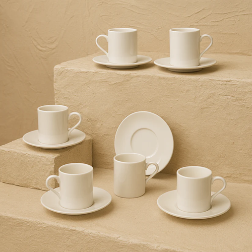 PORLİNE PORSELEN KAHVE TAKIMI 6 LI SADE 1*6