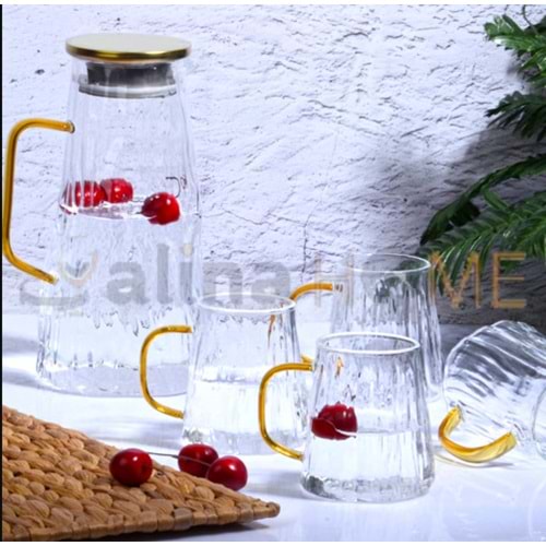 KSV CAM 5 PARÇA SU SETİ GOLD KULP 1,5 LT&400 ML 1*6