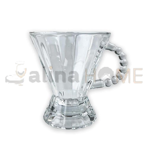 SVR CAM ÇAY BARDAĞI ÇİZGİLİ BONCUK KULPLU 6 LI 1*18