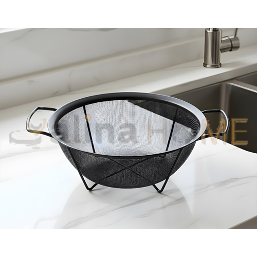 BZD IVORY SÜZGEÇ SİYAH ÇELİK 25 CM KULPLU SÜZGEÇ 1*50