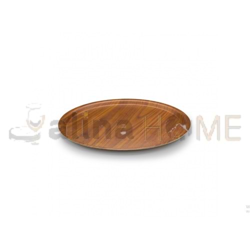 TİRA KRAFT TEPSİ 33 CM KAYMAZ YUVARLAK CEVİZ MAT TEPSİ 1*50