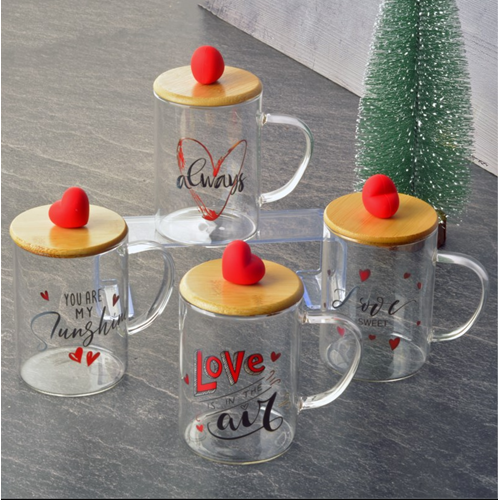 THN KUPA CAM BAMBU KAPAK BARDAK KALP FİGÜRLÜ 500 ML 1*24