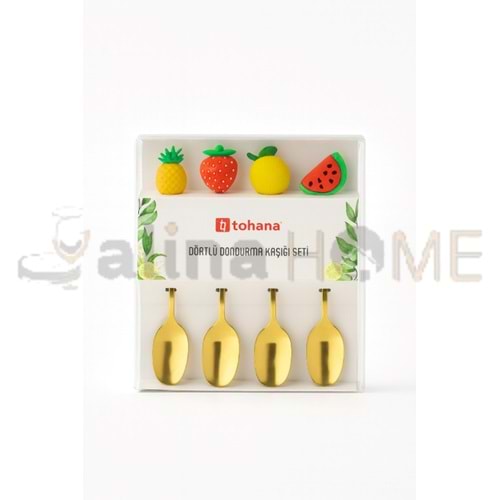 THN DONDURMA KAŞIĞI GOLD 4 LÜ MEYVE FİGÜRLÜ 1*12