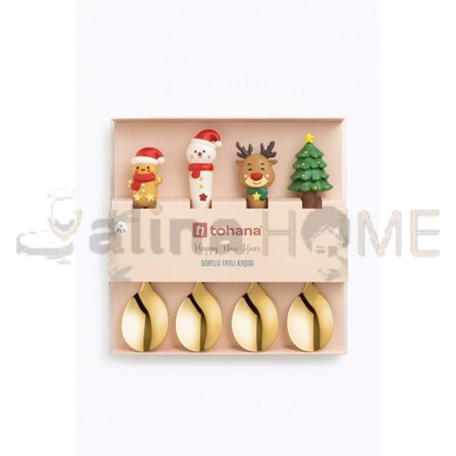 THN TATLI KAŞIĞI GOLD 4 LÜ YENİ YIL FİGÜRLÜ 1*12